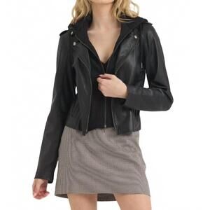 NEW JAKETT molly burnished leather jacket in black